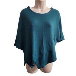 ERI + ALI Poncho Style Top Teal Blue Style XS